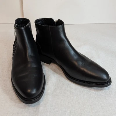 Aquatalia Women size 7.5 Nadie Black Leather Ankle Zip Dressy Office Boots - Image 1 of 4