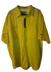 Tiger Hill Men's Fishing Shirt Short Sleeves Yellow XL High Viz - Picture 1 of 5