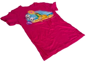Disney Girls Frozen Olaf I Love Heat Castaway Cay Bahamas Pink Shirt Size Medium - Picture 1 of 3