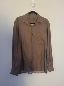 Ermenegildo Zegna Brown Textured Dress Shirt Mens Sz M - Picture 1 of 10