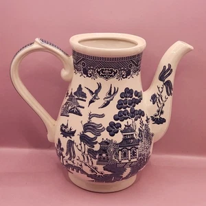 Vintage Churchill Blue Willow Teapot Coffee Pot, England, With Out Original Lid - Picture 1 of 13