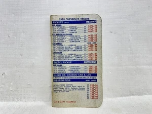 1978 Chevrolet Trucks Dealer Only Pocket Price Booklet Pickup Suburban Blazer - Picture 1 of 5