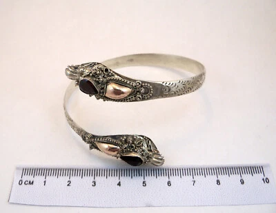 BRACCIALE ORIENTALE CON DRAGONI IN ARGENTO GRANATI E ORO  SILVER BRACELET - Immagine 1 di 4