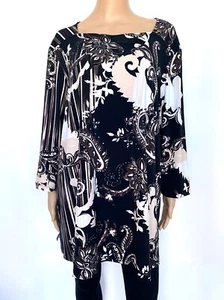 NWT! NEW JOSEPH RIBKOFF Size US 22 2XL UK 24 Black Brown Multi Top Blouse Women - Picture 1 of 10