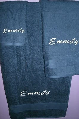 Monogram Name Personalized 3 Piece Bath Towel Set ANY COLOR - Image 1 of 4