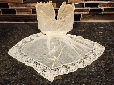 Eduardiano Francés Encaje con Red Jabot Collar Elegante Zig Zag Alambres Años 1900 Foto 1 de 4