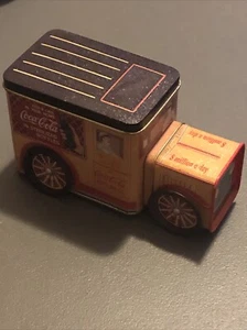 ML Vintage 1995 Coca Cola Delivery Truck Tin Canister Working Wheels Collectible - Picture 1 of 8