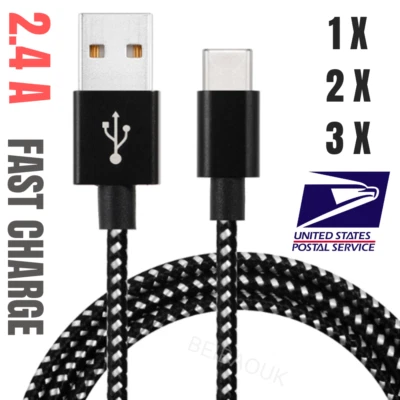 Lote de cargador USB C de 10 pies de cable de carga rápida tipo C para Samsung S9 S8 LG Stylo 4 Foto 1 de 4