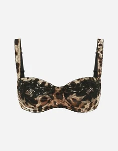 Dolce&Gabbana Leopard-print silk balconette bra with lace  Size 34B 75B 90B $595 - Picture 1 of 3