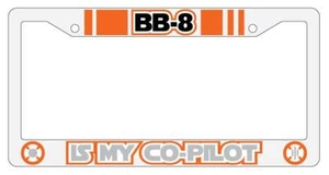 BB-8 Is My Co-Pilot White Plastic License Plate Frame - Imagen 1 de 1