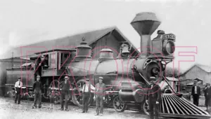 Kansas City, Fort Scott & Memphis Engine 64 at Cherryvale KS in 1890 - 8x10 - Bild 1 von 1