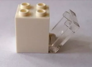Neu Lego 2x2x2 weißer Behälter/BOX mit durchsichtigem herunterziehbarem Deckel - Bild 1 von 2