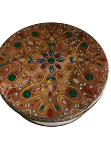 Christmas Holiday Cookie Candy Metal Tin Jeweled Design - Picture 1 of 6