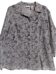 COVINGTON WOMAN 3/4 Sleeve Blouse Collared Button Up Animal Print 16-18W - Picture 1 of 13