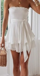 Mono fluido para mujer bodycon fit n flair blanco sin tirantes mameluco (talla M) - Imagen 1 de 4