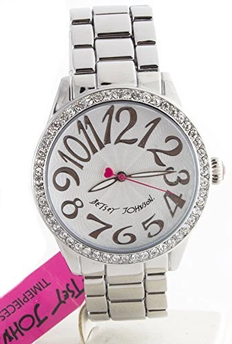 Reloj Betsey Johnson para mujer con esfera plateada acentuada con cristales BJ00290-07 Foto 1 de 1