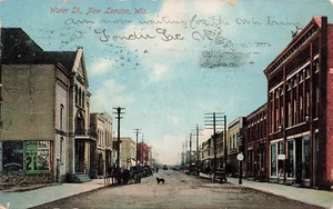 NEW LONDON WI WATER STREET 1909 VINTAGE POSTCARD 041725 U - Picture 1 of 2