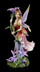 Figurine Elfes - Vivian Avec Violet Blume - Fantaisie Fée Fleurs Dekostatue