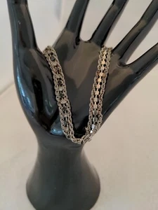 Vintage Silber Kette Armband mit schwarzen und klaren Strass 7,5" - Bild 1 von 6