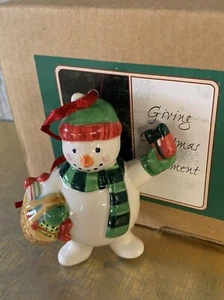CHRISTMAS SNOWMAN PORCELAIN TREE DECORATION GIVING PERFECT WITH BOX - Picture 1 of 4