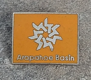 ARAPAHOE BASIN Orange Ski Souvenir Blue Travel Vintage Lapel Hat Pin Colorado - Picture 1 of 3