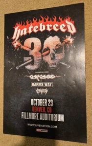 Hatebreed Harms Way 23.10.24 Fillmore Aud. Denver 1-seitiges 11x17" US Poster EX - Bild 1 von 1