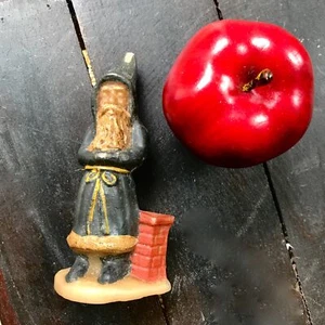 Papá Noel de cera vintage de 6" con chimenea - Imagen 1 de 3