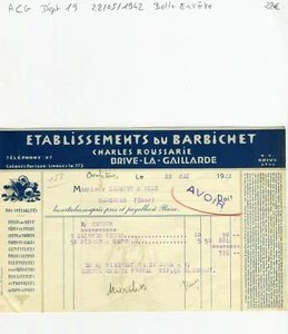 Dépt 19 - Brive la Gaillarde - Belle Entête Confitures Fruits au Sirop de 1942 - Bild 1 von 1