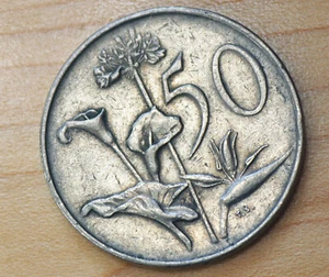 1970 South Africa 50 Cents African Lily - Picture 1 of 2