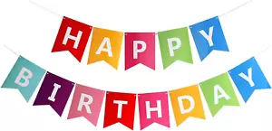 Colorful Happy Birthday Banner Bunting - Picture 1 of 7