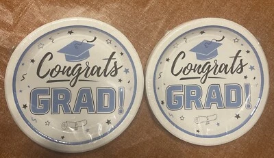 Baby Blue/ White Color for Special Occasions, Congrats GRAD 50 Dinner Plates - Imagem 1 de 4