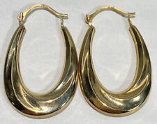 Ladies High Polish 14k Yellow Gold Hoop Loop Oval Earrings