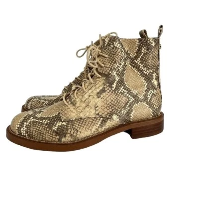Sam Edelman Nina Snake Print Combat Boots Size 8 Bootie Ankle Zip Close - Image 1 of 4