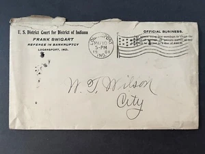 1901 US District Court Frank Swigart Logansport Indiana City Flag Cancel Cover - Picture 1 of 2