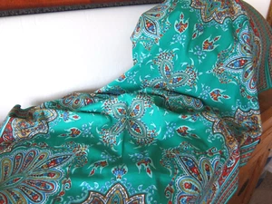 VINTAGE INDIAN PAISLEY BLOCK PRINT BLOCK PRINT COTTON PANEL - 3 YDS - 35" W - Picture 1 of 8
