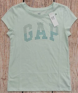 Girls Sz M (8-9) Gap Kids Arched Studded Logo T Shirt S/S Stillwater - 504296 - Picture 1 of 3