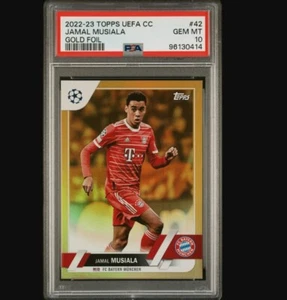 2022-23 Topps UEFA Champions League Jamal Musiala /50 Gold Foil PSA 10 GEM MINT - Bild 1 von 2