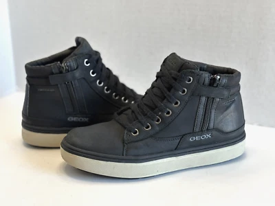 Geox Respira Amphibiox Boys Black Leather High Top Trainers Shoes Big Kids Sz 5 - Image 1 of 4