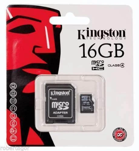 KINGSTON MICRO SD 16 GB MICROSD CLASSE 4 SDHC SCHEDA MEMORIA CARD SMARTPHONE SC0 - Immagine 1 di 1