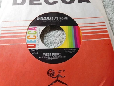 Webb Pierce ~  Christmas  at home / Sweet Memories - DECCA # 31867 - mint 45 Foto 1 de 2