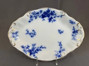 Antique W.H. Grindley ROSE Flow Blue 10 ½” Oval Serving Platter c. 1893 - Picture 1 of 8