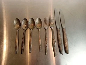 8er Set Gorham Sterling Silber Sea Rose Silberbesteck Blumen Design 372 Gramm - Bild 1 von 21
