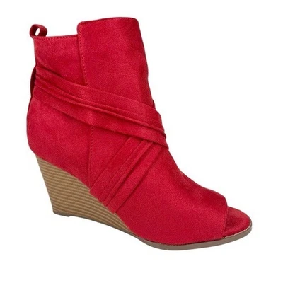 Botines de cuña apilados para mujer Journee Collection Sabeena Peep Toe rojos talla 8 Foto 1 de 4
