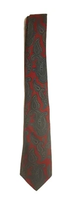 CORBATA 58" 100% SEDA HECHA POR GANT, ROJO INTENSO Y AZUL/GRIS PAISLEY Hecha en EE. UU. Foto 1 de 4