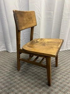 Vintage WOOD CHAIR mid century modern office desk side dining school retro 60s - Picture 1 of 8