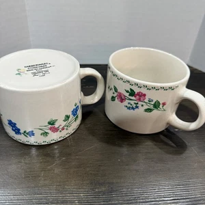 TWO Vintage Farberware English Garden Stoneware Coffee Cups 4241 - Picture 1 of 7