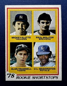 1978 TOPPS ROOKIE SHORTSTOPS (EX/NM) MOLITAR / TRAMMEL / WASHINGTON / KLUTTS * - Picture 1 of 2