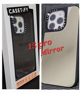  CASETiFY Mirror Case mit Magsafe für iPhone 15 Pro - Silber mit schwarzem Bumper - Bild 1 von 2