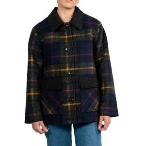Pendleton cappotto fienile misto lana donna blu royal plaid medio nuovo con etichetta - Foto 1 di 4