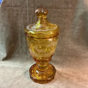 Antico vaso/urna coperto Moser Glass Austria taglio ambra bohemien - Foto 1 di 21